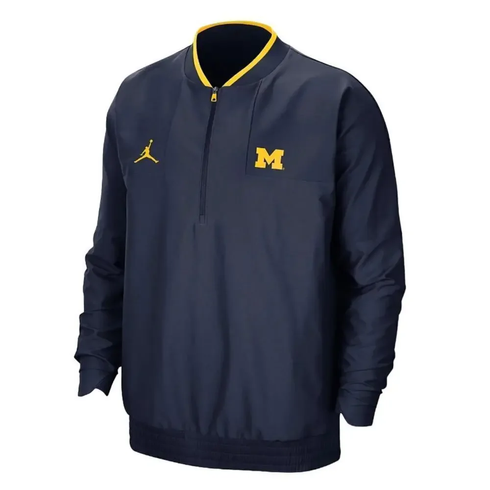 Jordan Michigan Wolverines 2021 Coach Half-Zip Jacket in Navy, Size L​​​​